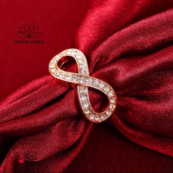 Infinity Ring | Czech Rhinestone Rose Gold Size 6 - Picture 7 of 7